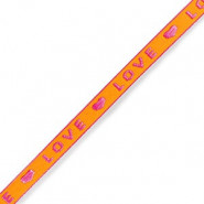 Lint met tekst "Love" Neon orange-pink